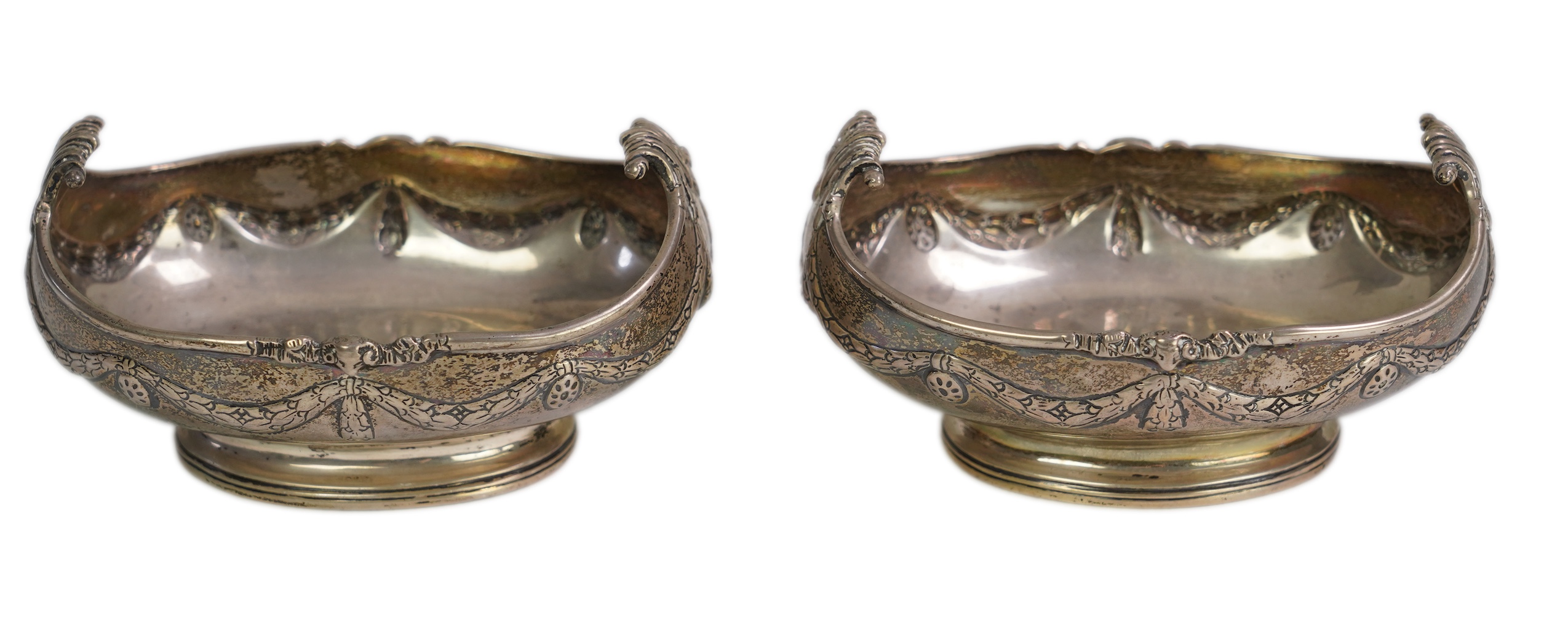 A pair of George III silver boat shaped bowls, maker Philip Bocquet?